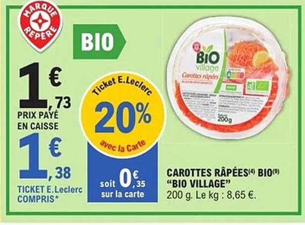 CAROTTES RÂPÉES BIO VILLAGE