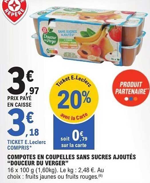 COMPOTES EN COUPELLES SANS SUCRES AJOUTÉS "DOUCEUR DU VERGER"