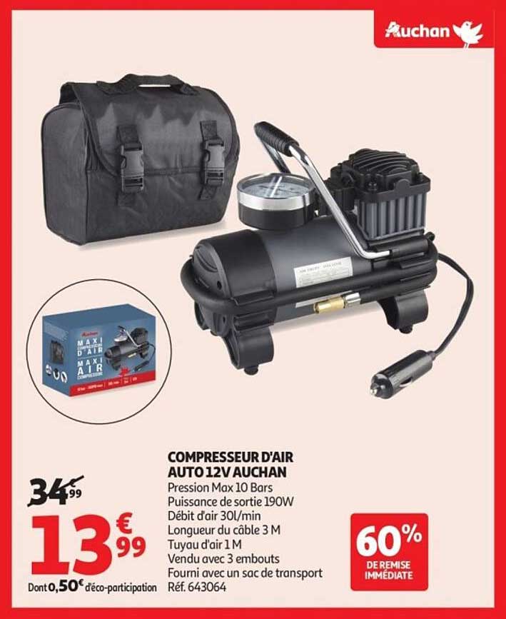 COMPRESSEUR D'AIR AUTO 12V AUCHAN