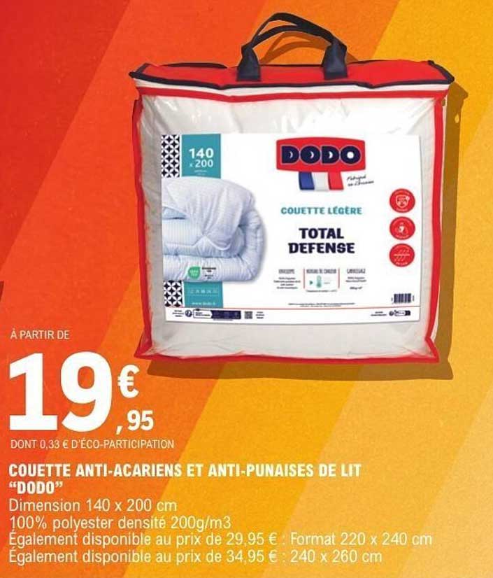 COUETTE ANTI-ACARIENS ET ANTI-PUNAISES DE LIT "DODO"