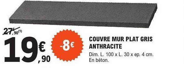 COUVRE MUR PLAT GRIS ANTHRACITE