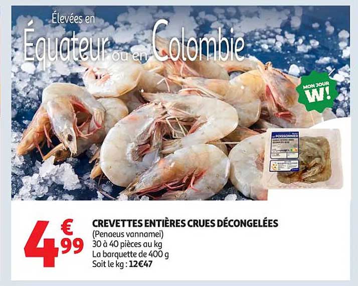 CREVETTES ENTIÈRES CRUES DÉCONGELÉES