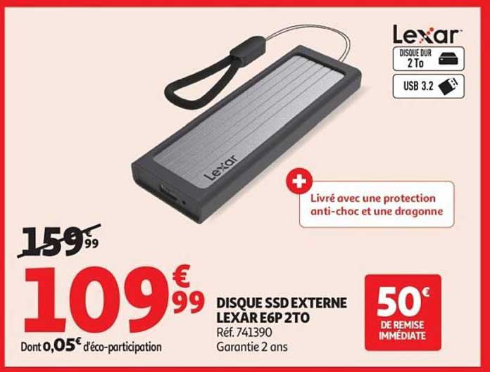 DISQUE SSD EXTERNE LEXAR E6P 2TO
