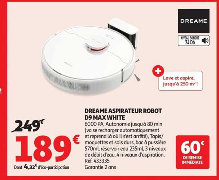 DREAME ASPIRATEUR ROBOT D9 MAX WHITE