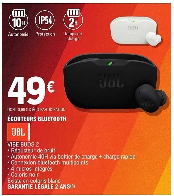 ÉCOUTEURS BLUETOOTH JBL VIBE BUDS 2