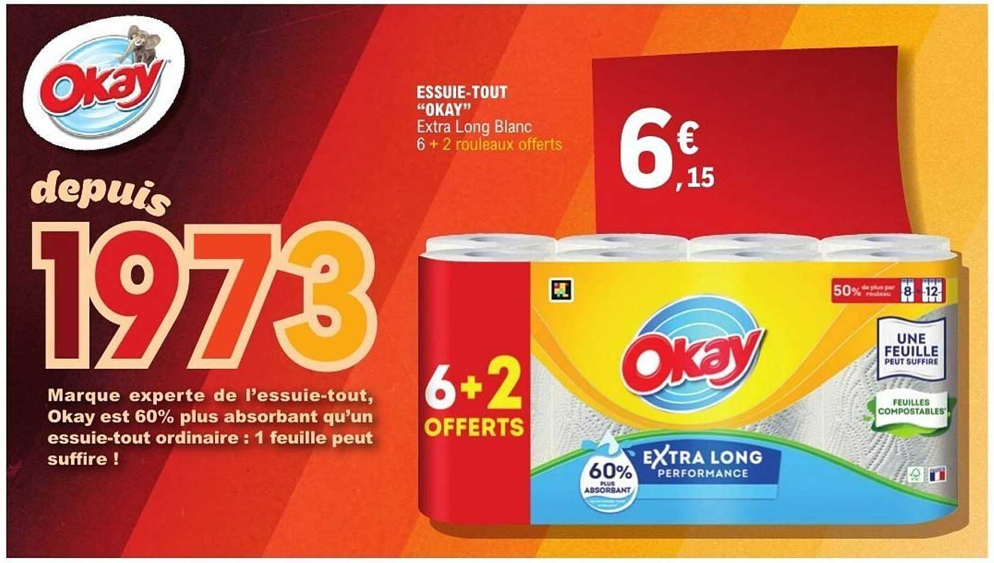 ESSUIE-TOUT "OKAY" Extra Long Blanc 6 + 2 rouleaux offerts