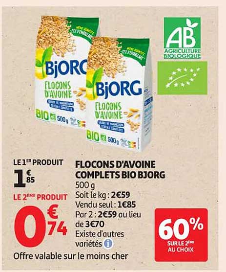 FLOCONS D'AVOINE COMPLETS BIO BJORG