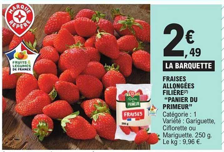 FRAISES ALLONGÉES FILIÈRE "PANIER DU PRIMEUR"