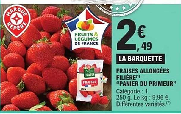 FRAISES ALLONGÉES FILIÈRE "PANIER DU PRIMEUR"