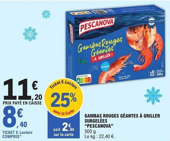 Gambas Rouges Géantes à Griller Surgelées "PESCANOVA"