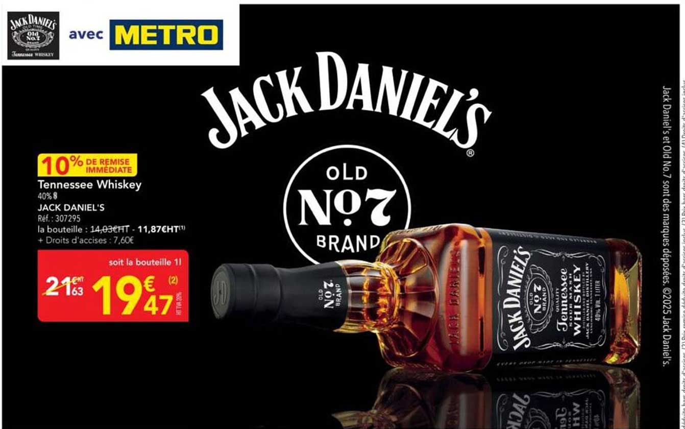 JACK DANIEL'S Tennessee Whiskey 40% 1L