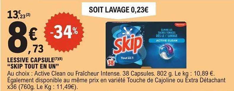 LESSIVE CAPSULE (7/8) "SKIP TOUT EN UN"