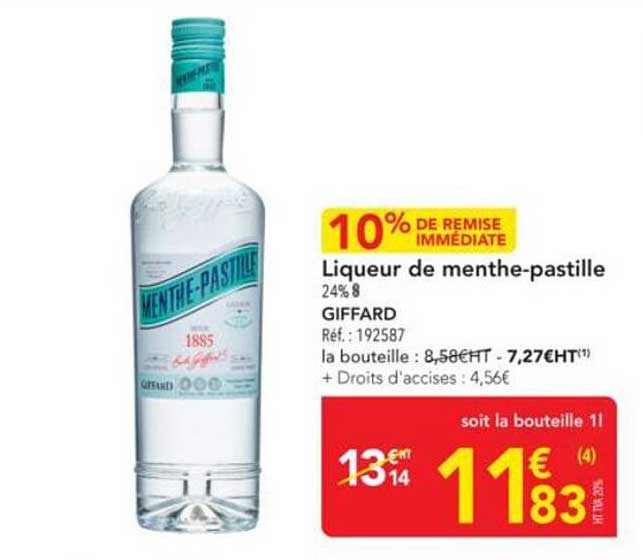 Liqueur de menthe-pastille 24% 8 GIFFARD