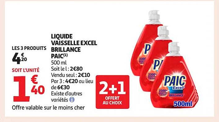 LIQUIDE VAISSELLE EXCEL BRILLANCE PAIC