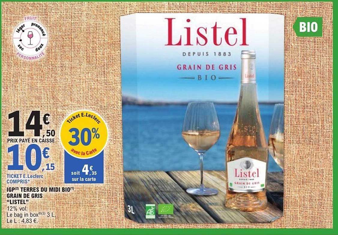 Liste de vin grain de gris BIO