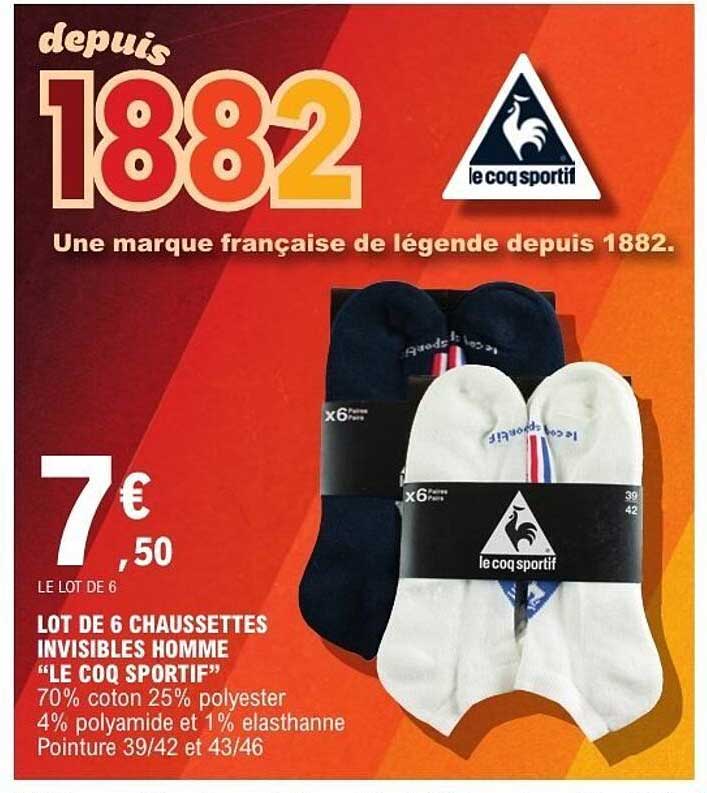 LOT DE 6 CHAUSSETTES INVISIBLES HOMME "LE COQ SPORTIF"