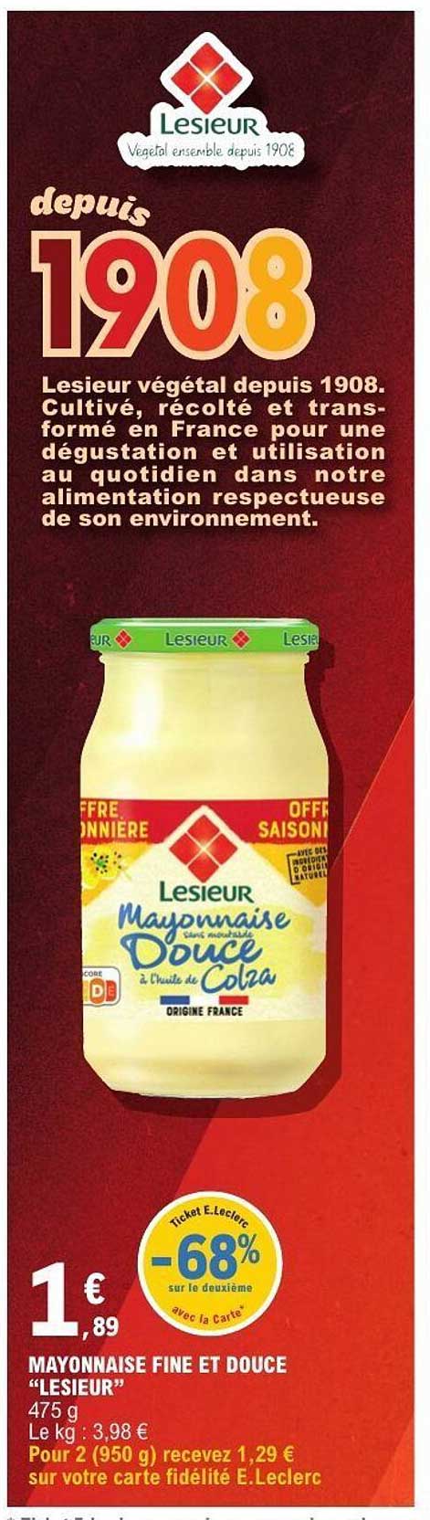 MAYONNAISE FINE ET DOUCE "LESIEUR"