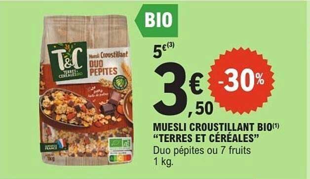 MUESLI CROUSTILLANT BIO "TERRES ET CÉRÉALES"