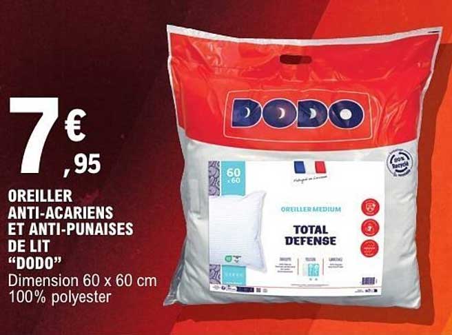OREILLER ANTI-ACARIENS ET ANTI-PUNAISES DE LIT "DODO"