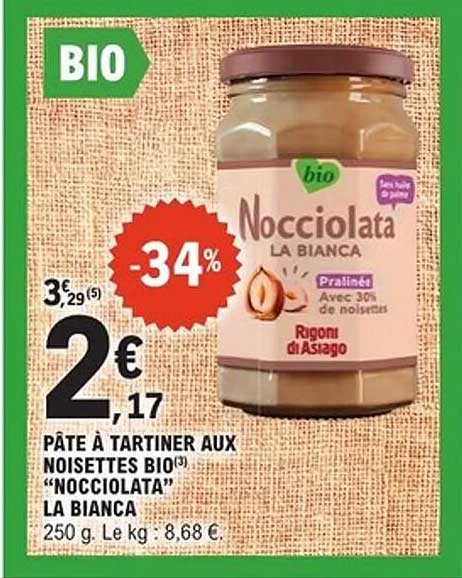 PÂTE À TARTINER AUX NOISETTES BIO "NOCCIOLATA" LA BIANCA