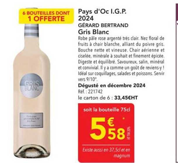 Pays d'Oc I.G.P. 2024 - Gérard Bertrand - Gris Blanc