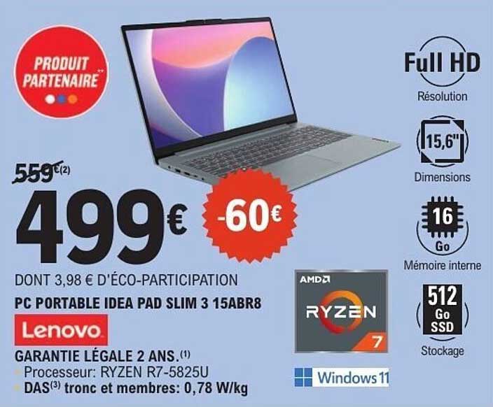 PC PORTABLE IDEA PAD SLIM 3 15ABR8