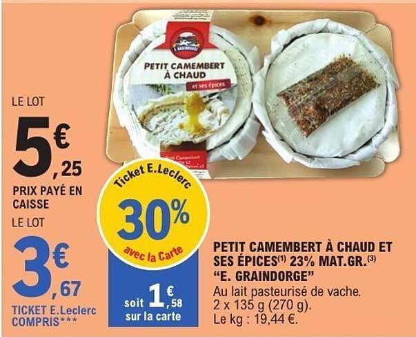 PETIT CAMEMBERT À CHAUD ET SES ÉPICES 23% MAT.GR.