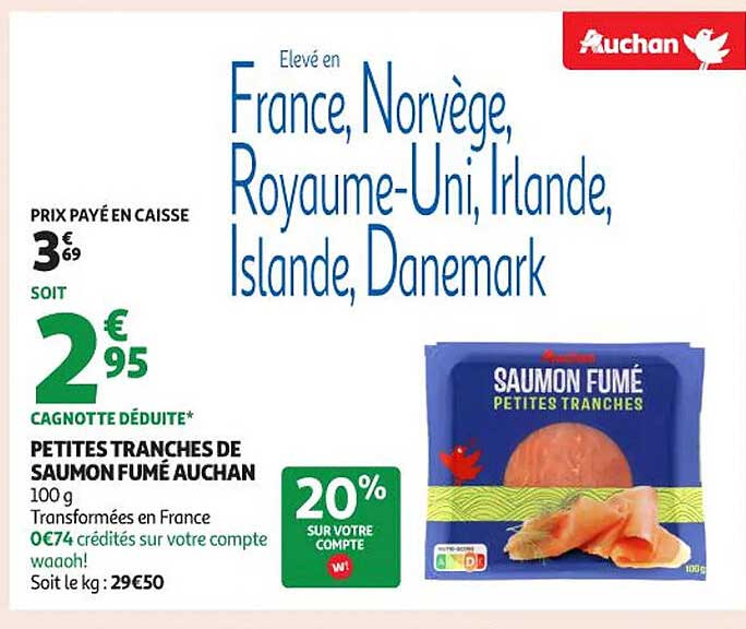 PETITES TRANCHES DE SAUMON FUMÉ AUCHAN