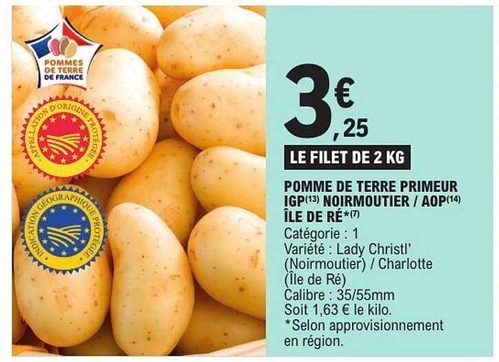 POMME DE TERRE PRIMEUR IGP NOIRMOUTIER / AOP ÎLE DE RÉ