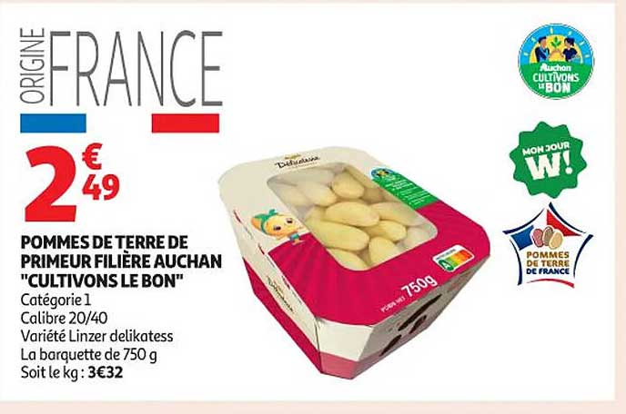 POMMES DE TERRE DE PRIMEUR FILIÈRE AUCHAN "CULTIVONS LE BON"