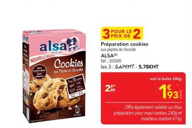 Préparation cookies aux pépites de chocolat
