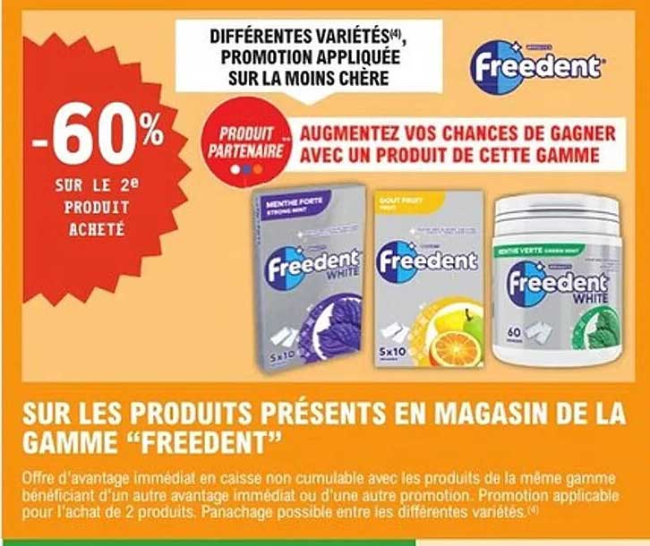Promotion Freedent : -60% sur le 2ème produit acheté