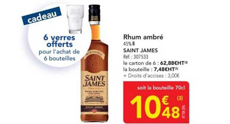 Rhum ambré 45% SAINT JAMES