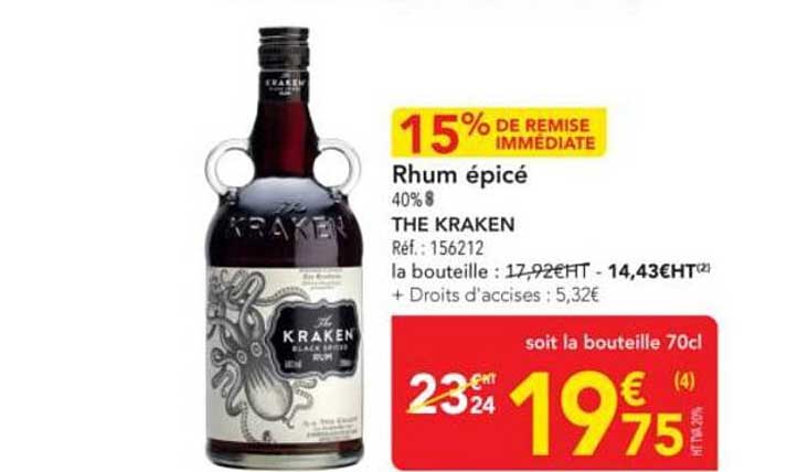 Rhum épicé THE KRAKEN - 15% de remise immédiate