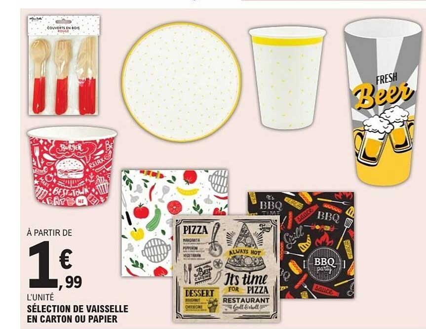 SÉLECTION DE VAISSELLE EN CARTON OU PAPIER