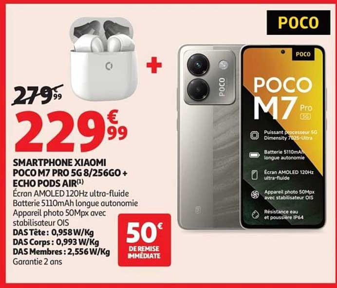 SMARTPHONE XIAOMI POCO M7 PRO 5G 8/256GO + ECHO PODS AIR