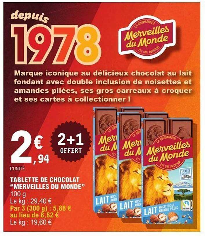 TABLETTE DE CHOCOLAT "MERVEILLES DU MONDE"