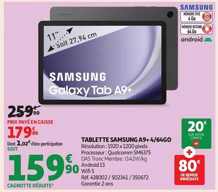 TABLETTE SAMSUNG A9+ 4/64GO