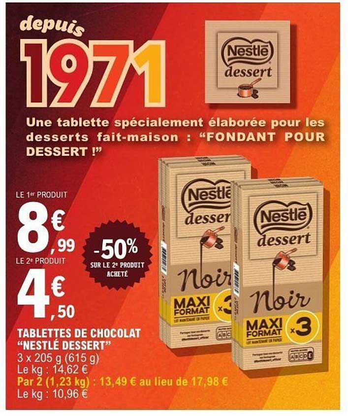 TABLETTES DE CHOCOLAT "NESTLÉ DESSERT"