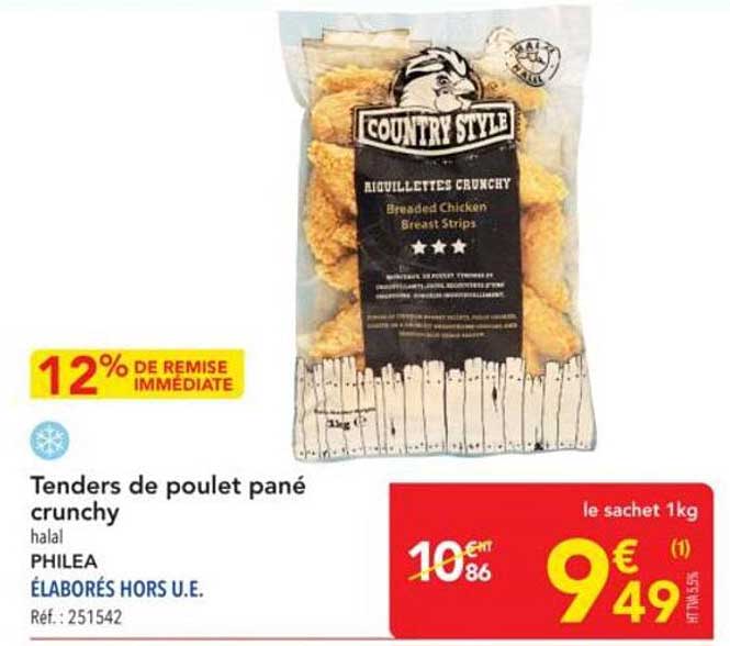 Tenders de poulet pané crunchy