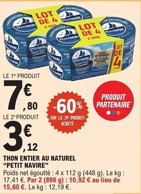 THON ENTIER AU NATUREL "PETIT NAVIRE"