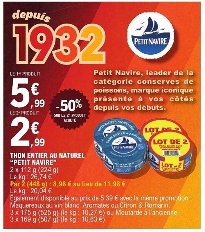 THON ENTIER AU NATUREL “PETIT NAVIRE”
