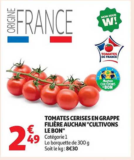 TOMATES CERISES EN GRAPPE FILIÈRE AUCHAN "CULTIVONS LE BON"