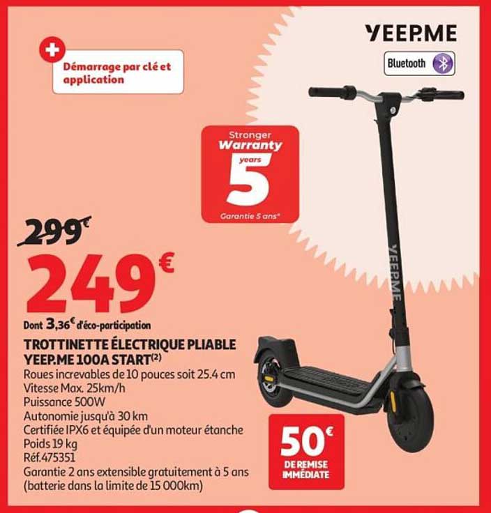 TROTTINETTE ÉLECTRIQUE PLIABLE YEEP.ME 100A START