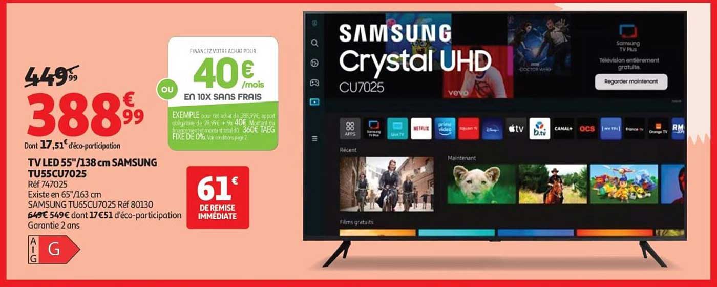 TV LED 55''/138 cm SAMSUNG TU55CU7025