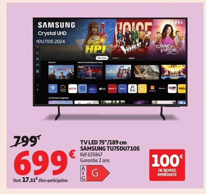 TV LED 75"/189 cm SAMSUNG TU75DU7105