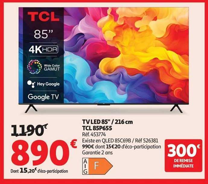 TV LED 85" / 216 cm TCL 85P655