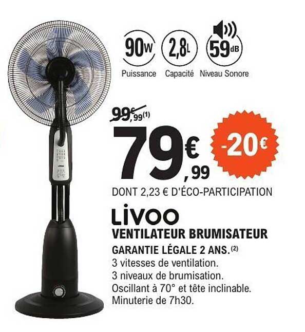 VENTILATEUR BRUMISATEUR LIVOO