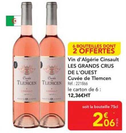 Vin d'Algérie Cinsault LES GRANDS CRUS DE L'OUEST Cuvée de Tlemcen