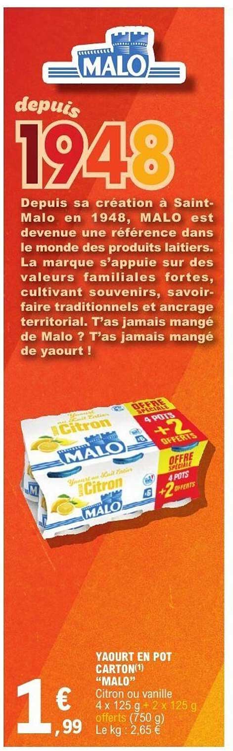 YAOURT EN POT CARTON "MALO"